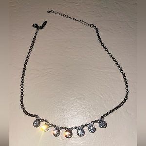 NWOT Aeropostale gunmetal CZ adjustable necklace 20” max length 17” shortest